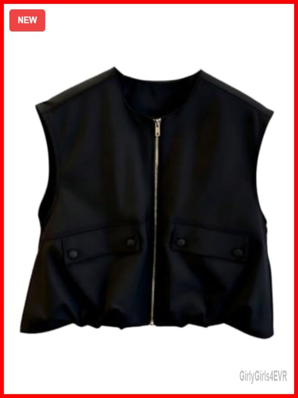 Verdusa Zip Up Cargo Cropped Vest Bubble Hem Sleeveless Lightweight Windbreaker